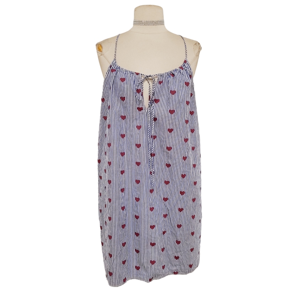 J. Crew stripe cotton HEARTS novelty print summer dress MEDIUM